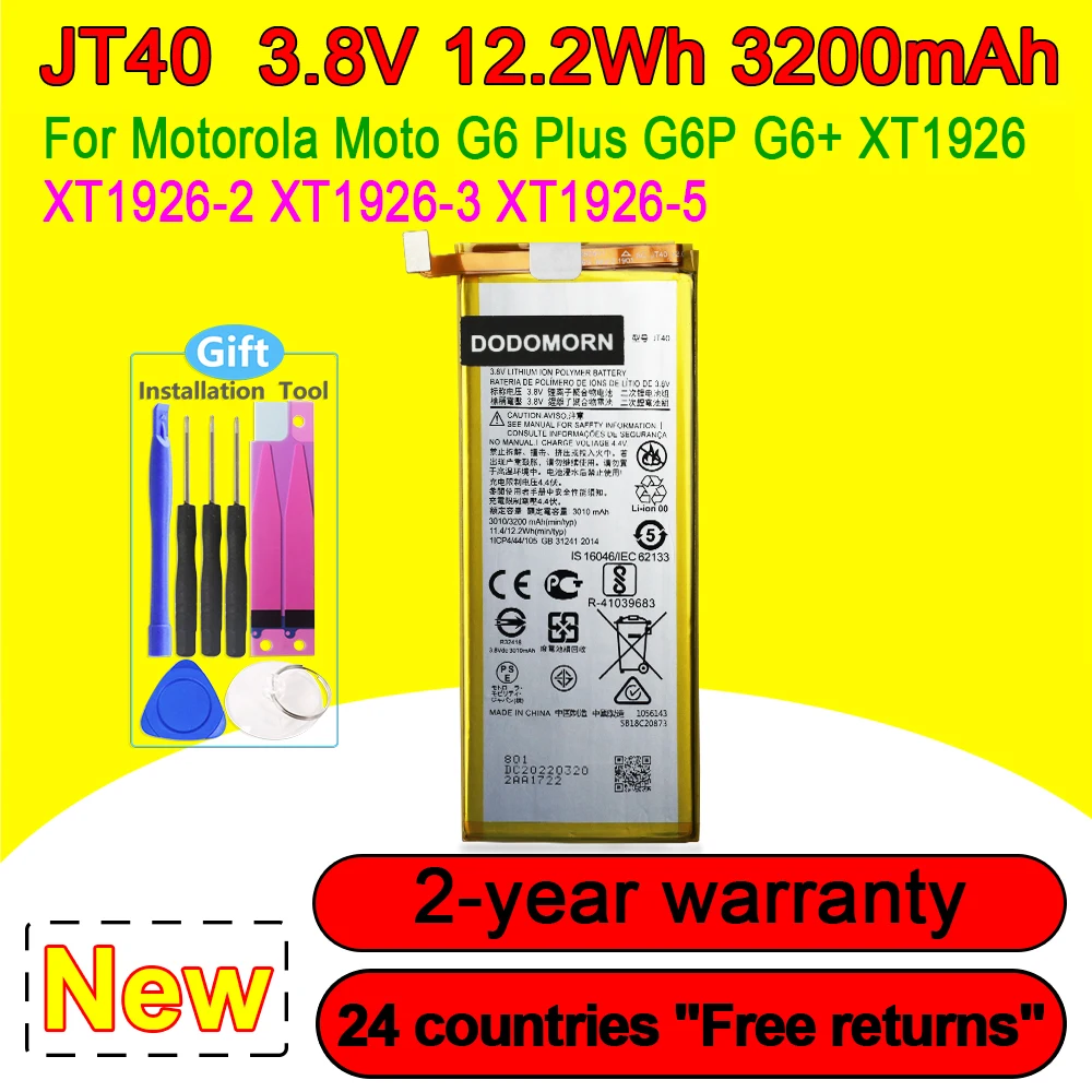 100% New 3200mAh High Quality Battery JT40 For Motorola Moto G6 Plus XT1926-6 XT1926-7 Phone In Stock Fast Delivery