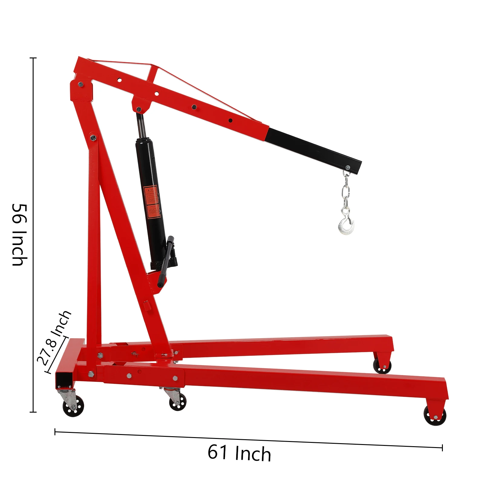 4000LB Folding Engine Crane Engine Hoist Cherry Picker 2Ton Ship Crane  Steel Lift Garage Workshop Repair Foldable Stand 6 Caste