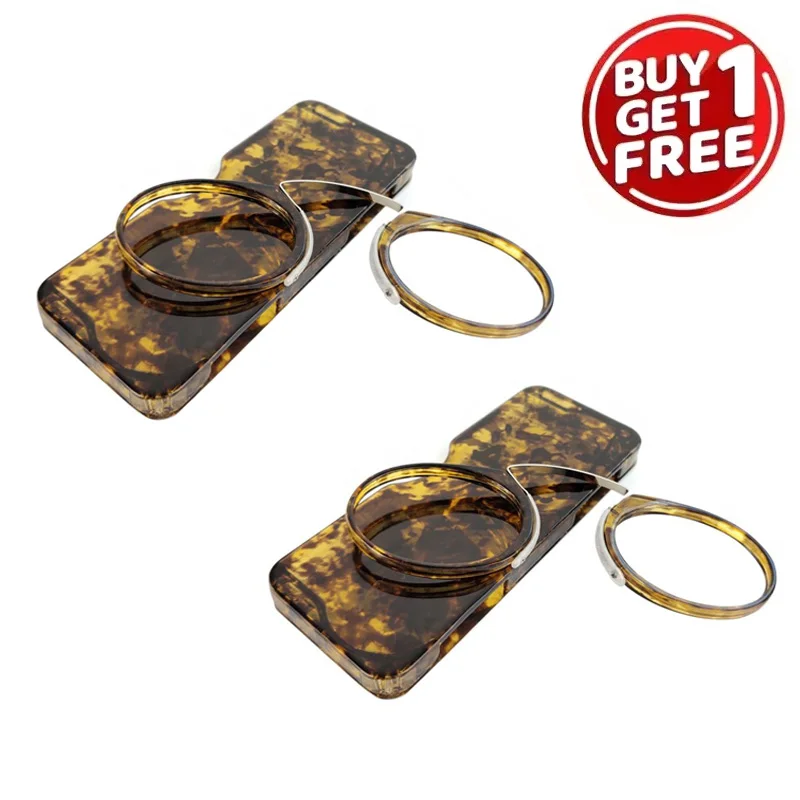 2 Stück Clip-On Mini-Lesebrillen für Männer und Frauen, Lesehilfen ohne Seitenbügel, Pince-nez 1,0+1,5