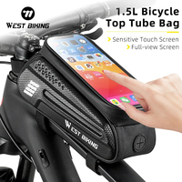 WEST BIKING Bike Bag 1.5L Frame Front Tube Cycling Bag Bicycle Waterproof Phone Case Holder 7 Inches Touchscreen Bag Accessories