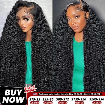 30 32 Zoll Tiefe Welle 13x4 13x6 HD Transparent Spitze Frontal Perücke Menschliches Haar Wasser Lockige 4x4 Spitze Schließung Perücken Für Frauen Bling Haar