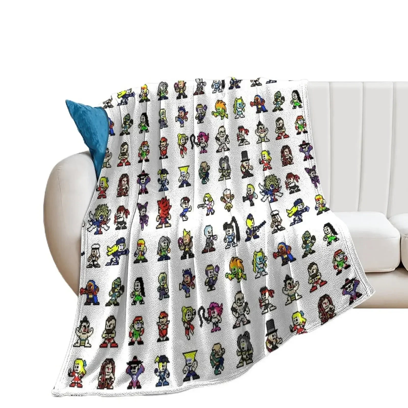 

Sfv Full roster Chibi Pixels Throw Blanket Shaggy Hairys Warm For Decorative Sofa Blankets