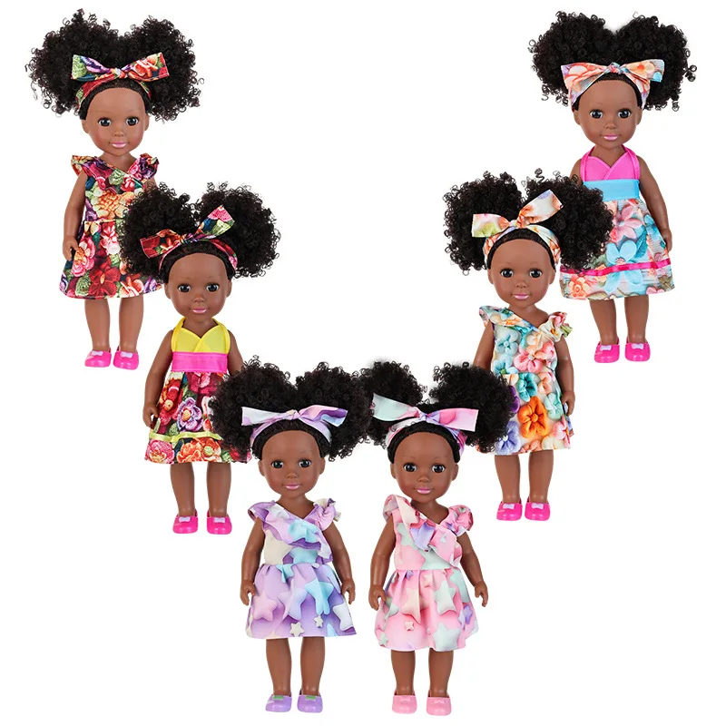 

35CM Baby Doll Cute Black Baby Play House Toy 14 Inch African Doll Creative Gift Doll