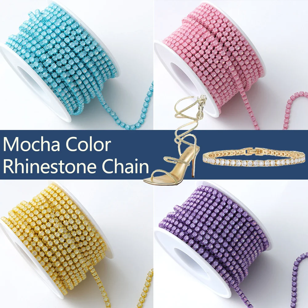 

1/10 Yards Mocha Color Glass Claw Rhinestone Chain Glitter Crystal Cup Chain Trimmings Sewing Rhinestone Cup Chain for DIY Craft