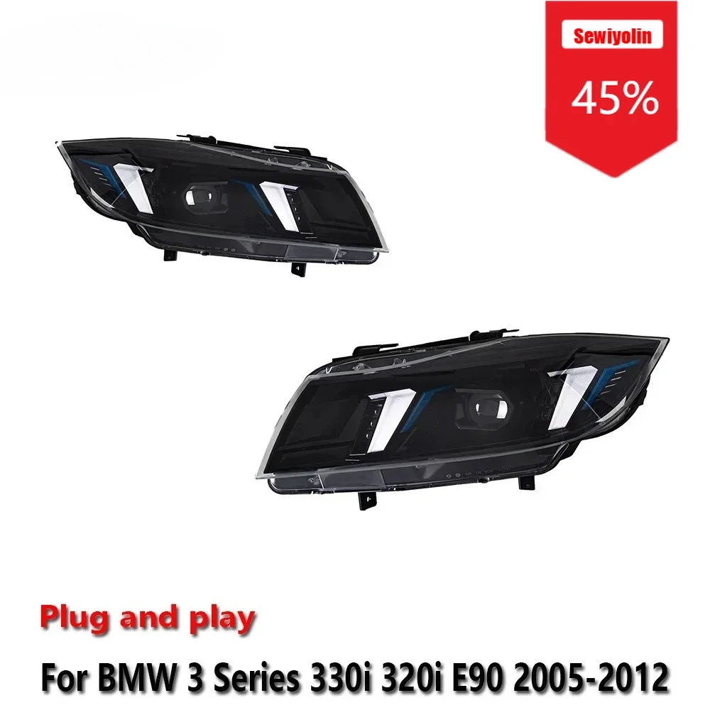 

Sewiyolin Car LED Headlight Light Assemblies For BMW 3 Series 330i 320i E90 2005-2012 Auto Fog DRL Brake Turn Signal Lamp Plug a
