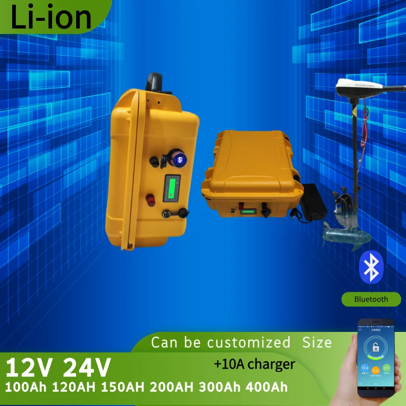 12V 24V 100Ah 120AH 150AH 200AH 300Ah 400Ah Li-ion lithium iron phosphate battery pack bluetooth BMS for boat solar system