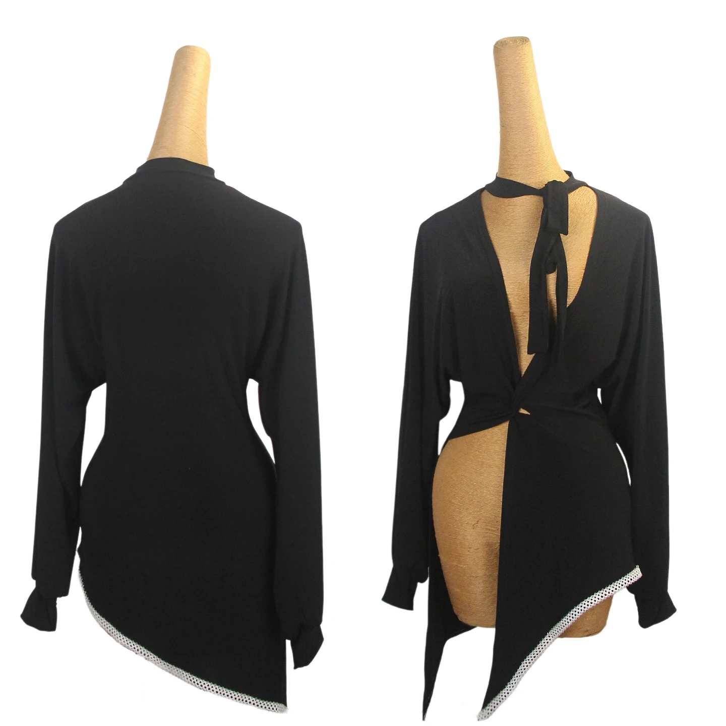 Latein-Tanz-Übungsoutfit für Damen, sexy, langärmeliges Oberteil mit V-Ausschnitt, für Erwachsene, Tango, Chacha, Samba, professionelle Übungsoberteile