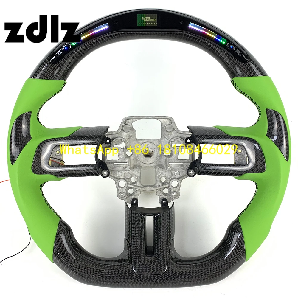 

Светодиодный руль из гладкой кожи из углеродного волокна для Ford Mustang GT 2015 2016, аксессуары для салона автомобиля