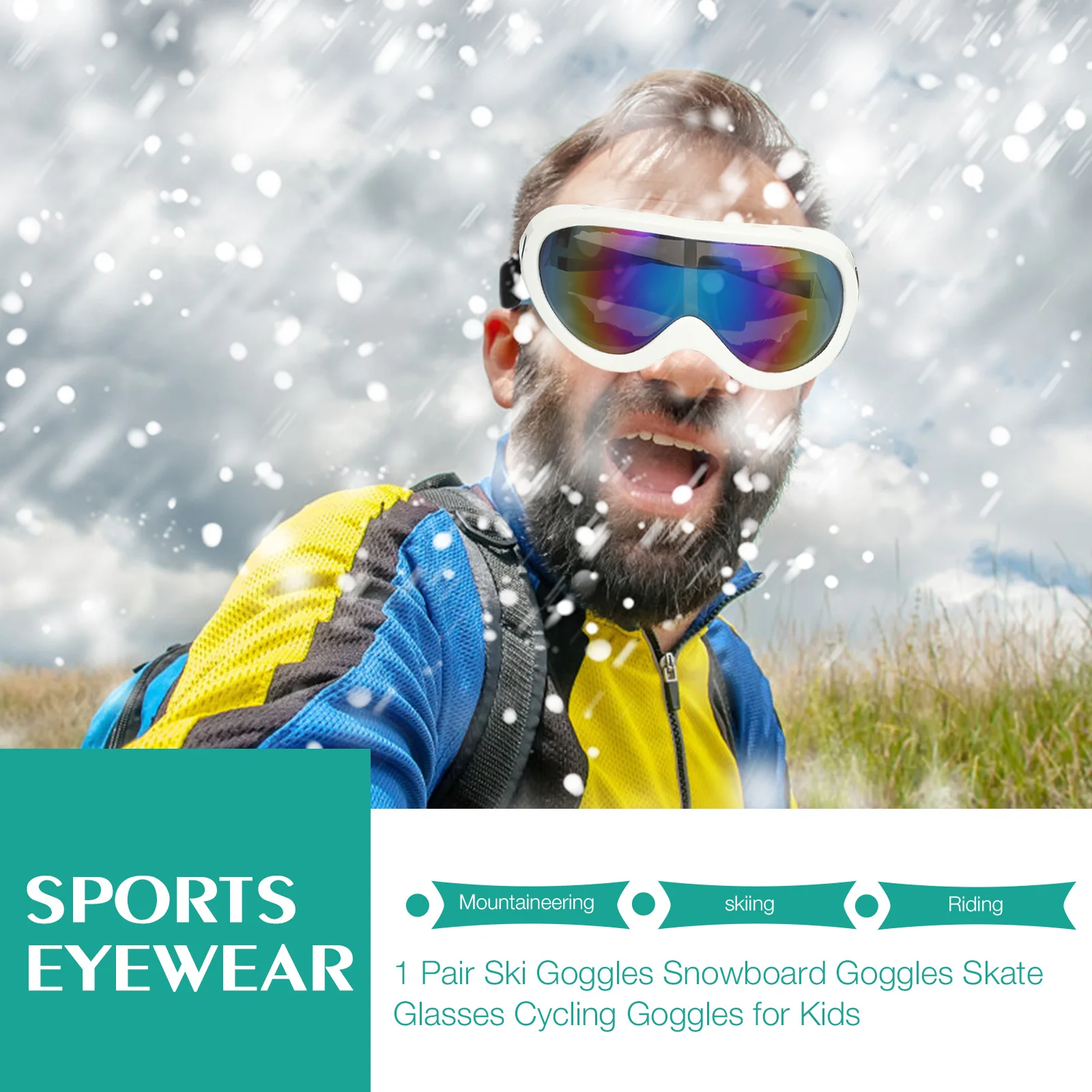 

1 Pair Anti-Ultraviolet Ski Goggles For Adults Durable Outdoor Sports Eyewear Skiing Snowboarding Cycling Mountaineering Riding