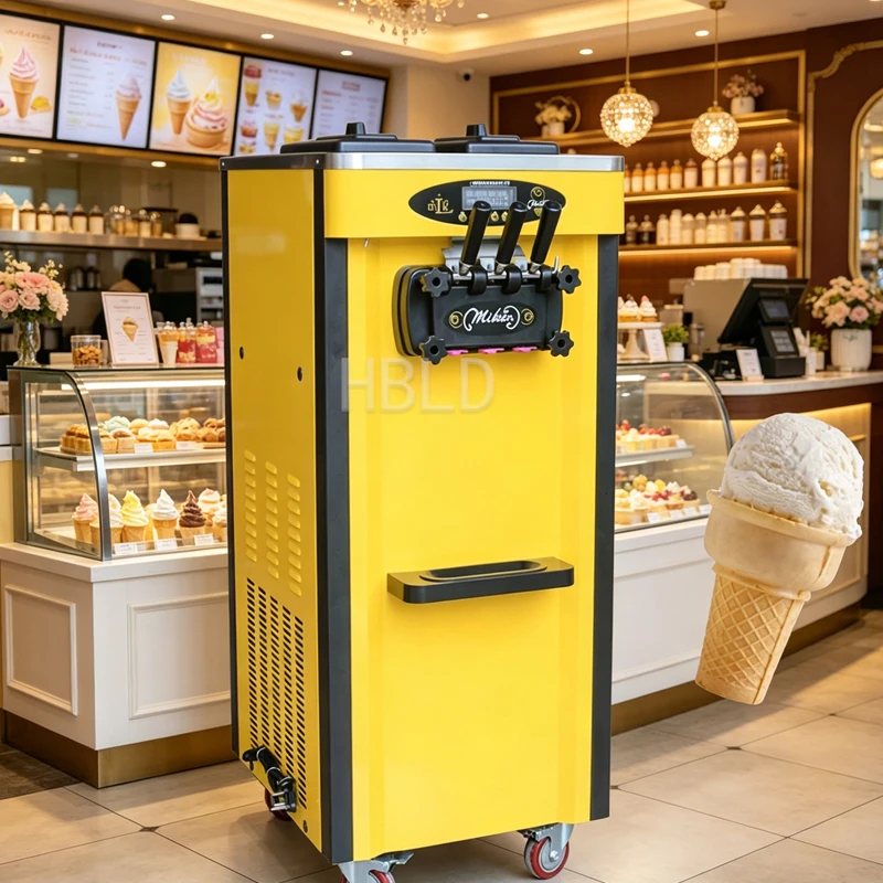 

Commercial Floor Three-Flavor Soft Ice Cream Machine Stainless Steel Frozen Yogurt Maker for Business Use