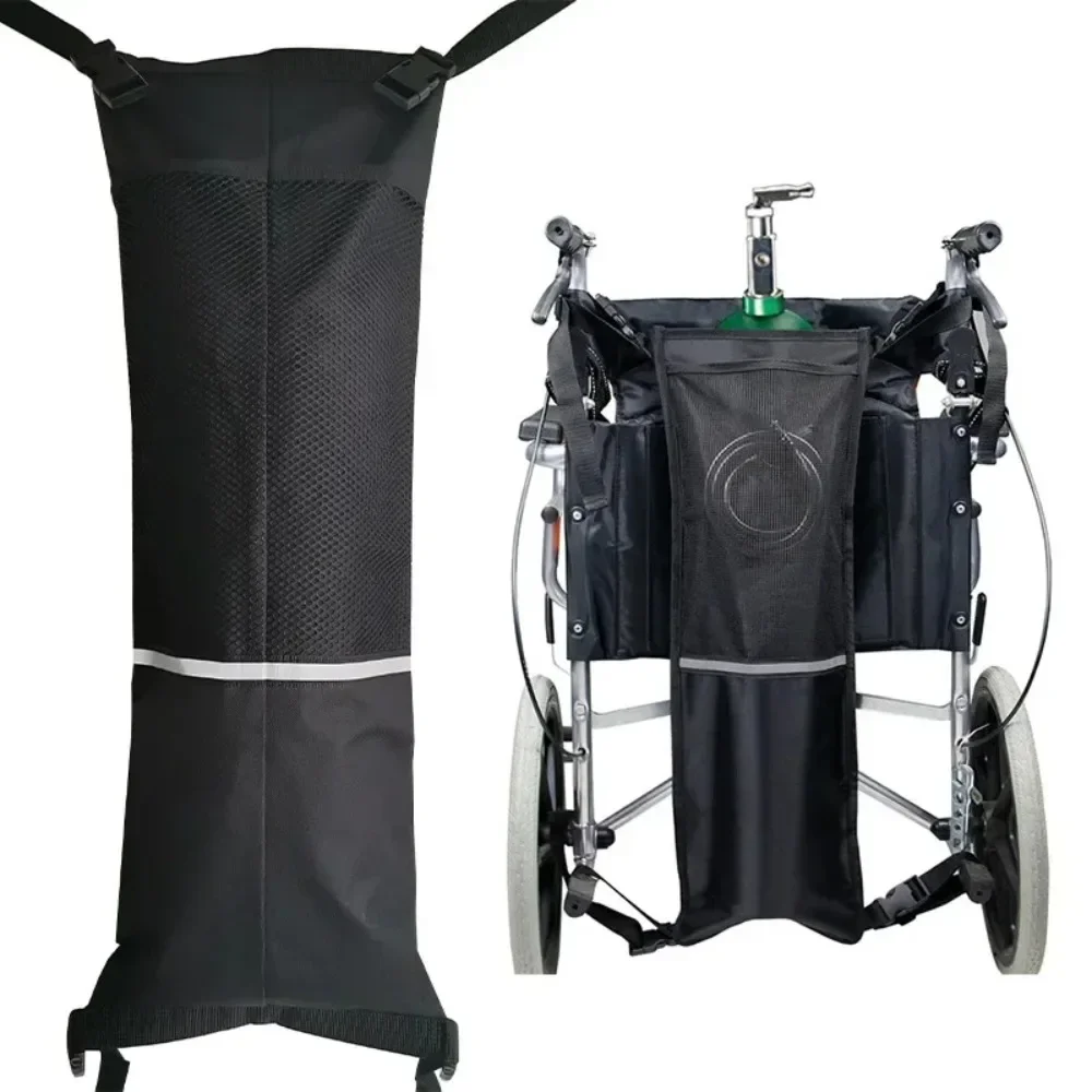 Adjustable Antiskid Wheelchair Oxygen Cylinder Storage Pouch Oxford Cloth Reflective Stripe Universal Portable Hanging Bag