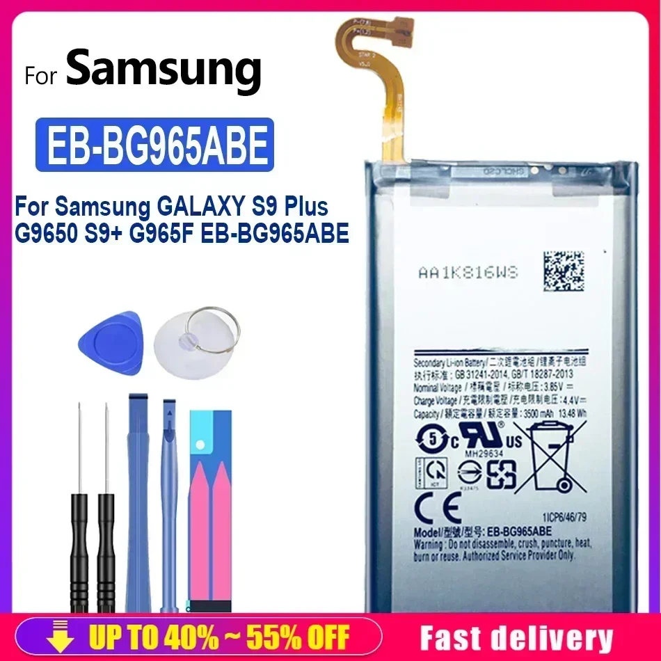 Battery For Samsung Galaxy S9 Plus, EB-BG965ABE, 3500mAh, SM-G965F, G965F, DS, G965U, G965W, G9650, S9  Mobile Phone Batteries