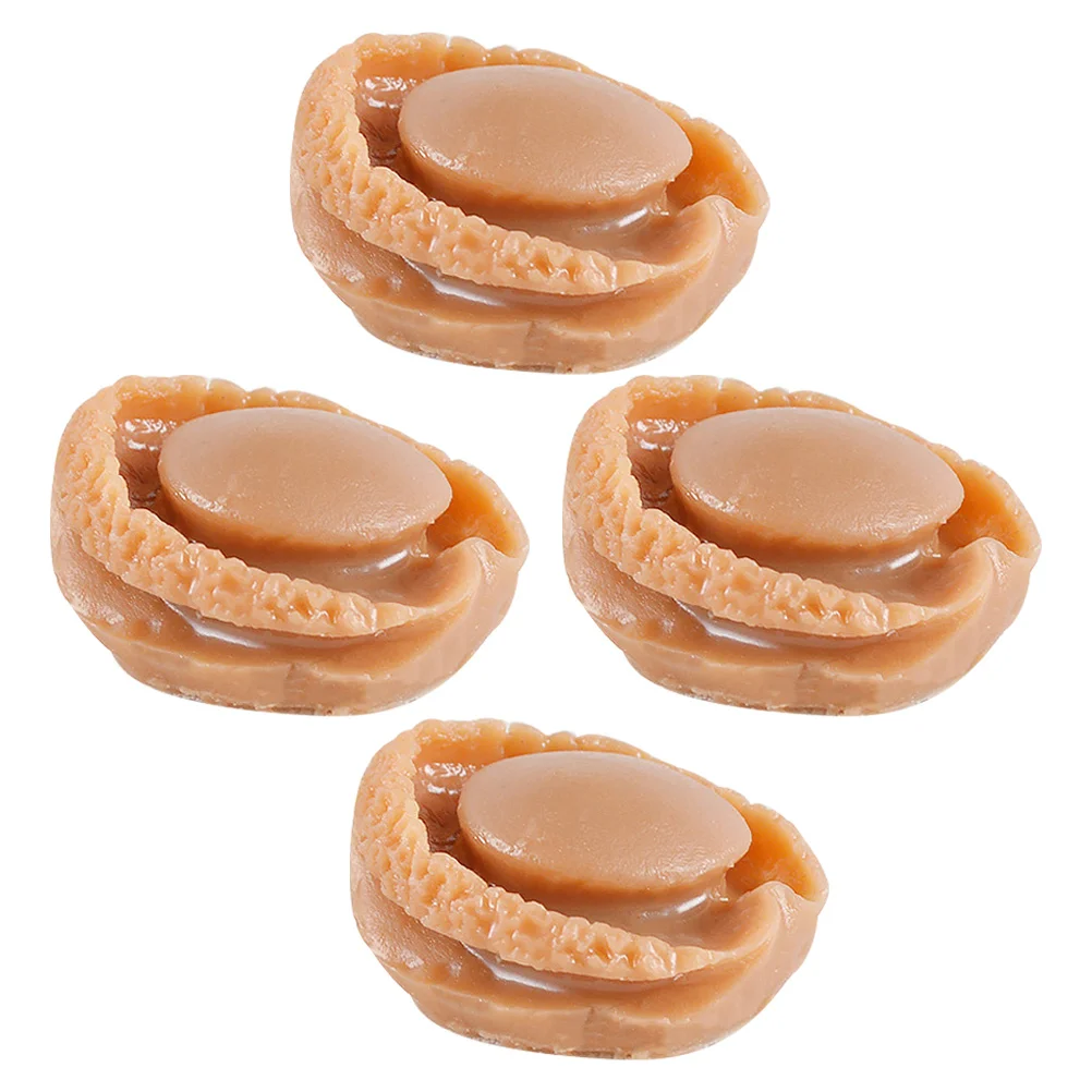 4 stks Mini Abalone Voedsel Realistisch Plastic Speelvoedsel Voor Diy Craft Hars Ornament Huis Decor Mini Keuken Scène