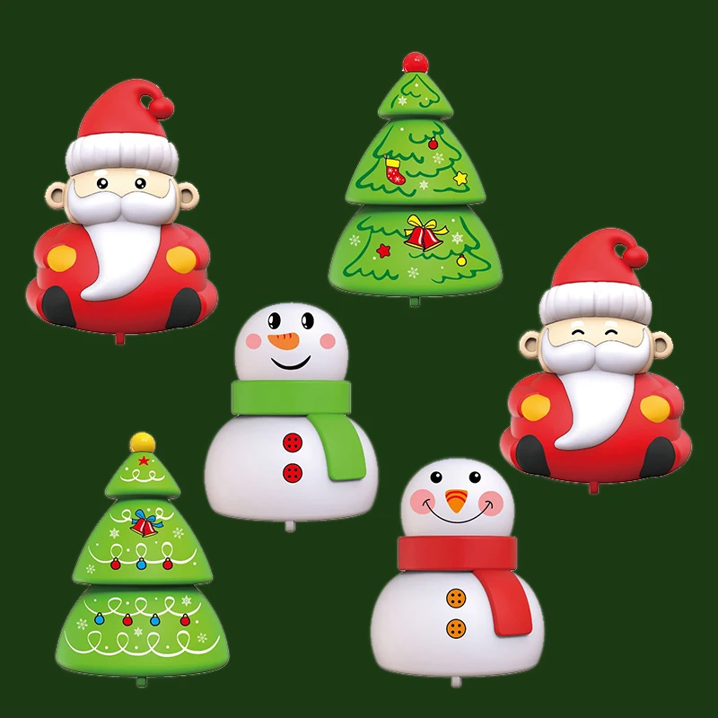 3Pcs/bag Cartoon Santa Pull Back Car Toys Cute Christmas Tree Snowman Toy Car Children's Puzzle Toys Christmas Holiday Gifts