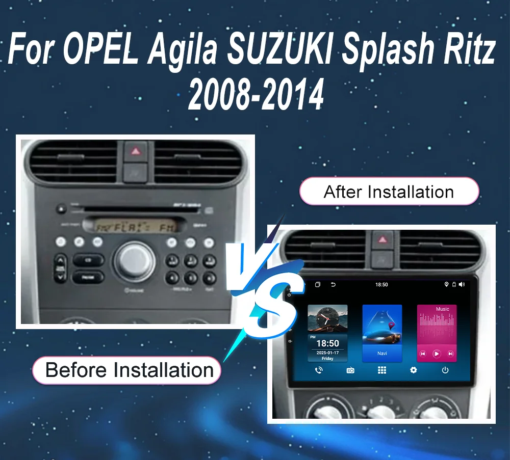 Android 15 For OPEL Agila SUZUKI Splash Ritz 2008-2014 Auto Radio Stereo Multimedia Player GPS Navigation Carplay Touch Screen
