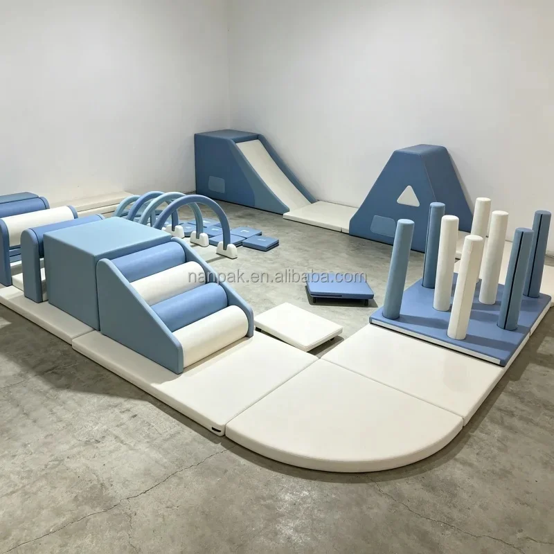 Modular All in One Soft Play Set with Climber Obstacle Course Slide Sensory Play Indoor Playground Equipment for Mall Daycare