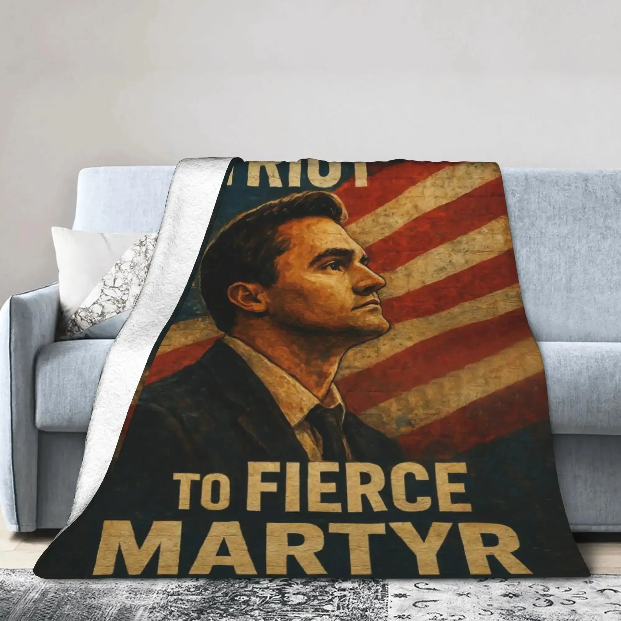 Soft Charlie Kirk Peaceful Patriot Throw Blanket Flannel Bedspread for Sofa Bed Living Room Decorative Blanket for Men Women