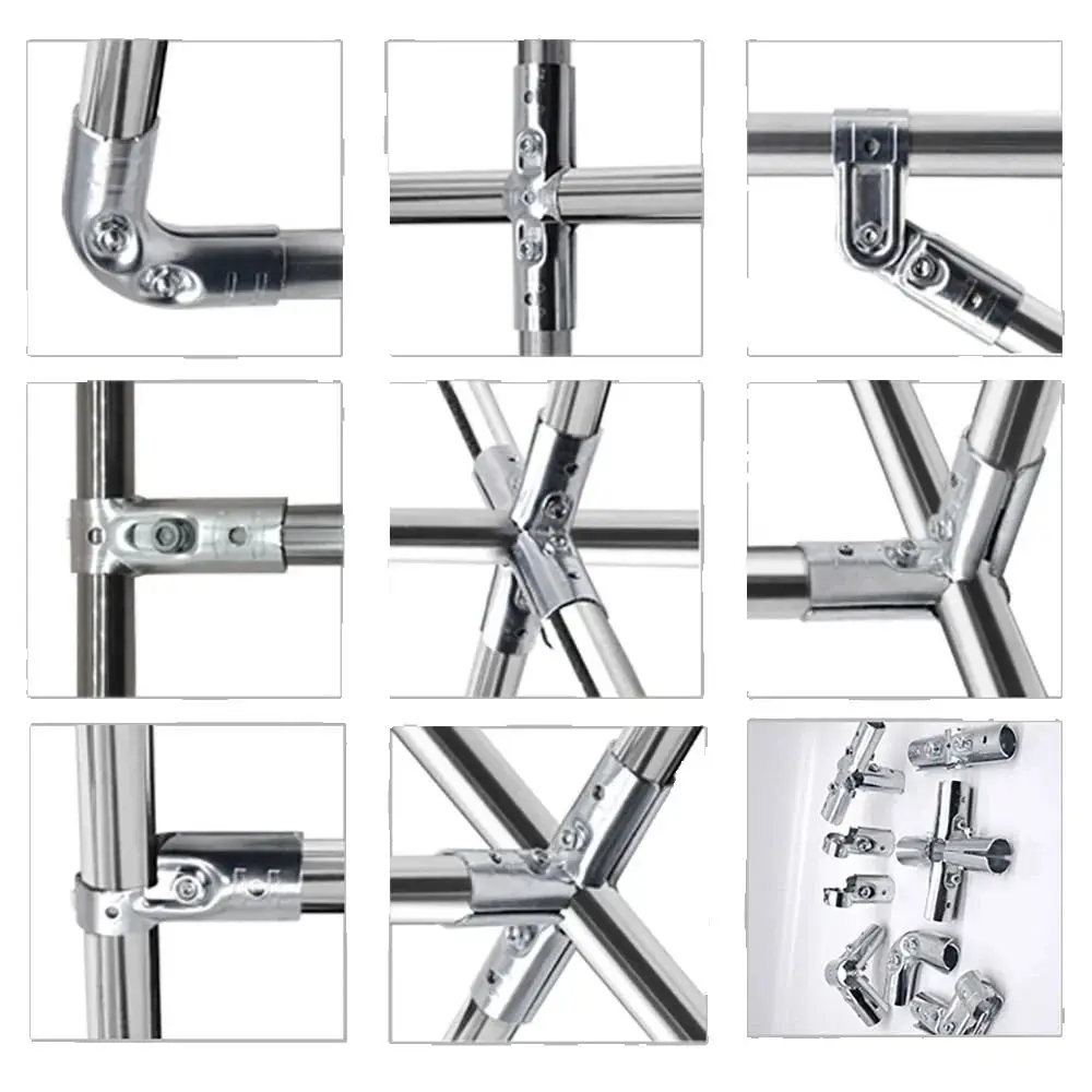 1Pcs New Carbon Steel Galvanized Pipe Joint Round 20/25/32mm Rod Support Rack Tube Connector Clothes Display