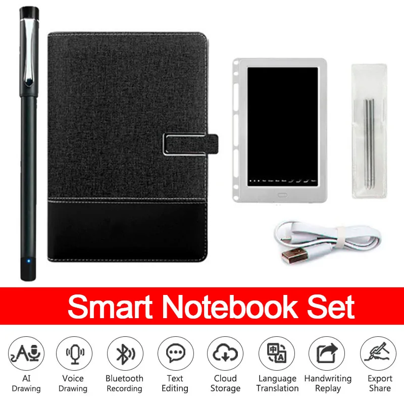 

Smart AI Paper Screen Synchronous Notebook Set OCR Digital Pen Sync Pen for Student Designer Record Notes Bluetooth Wireless