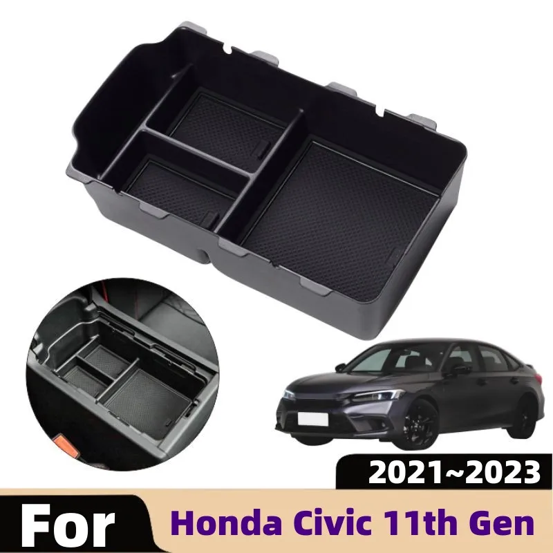 Per Honda Civic 11th Gen 2021 2022 2023 Auto Bracciolo Scatola di Immagazzinaggio Nascosta Console Centrale Vassoio Organizer Supporto Accessori Interni