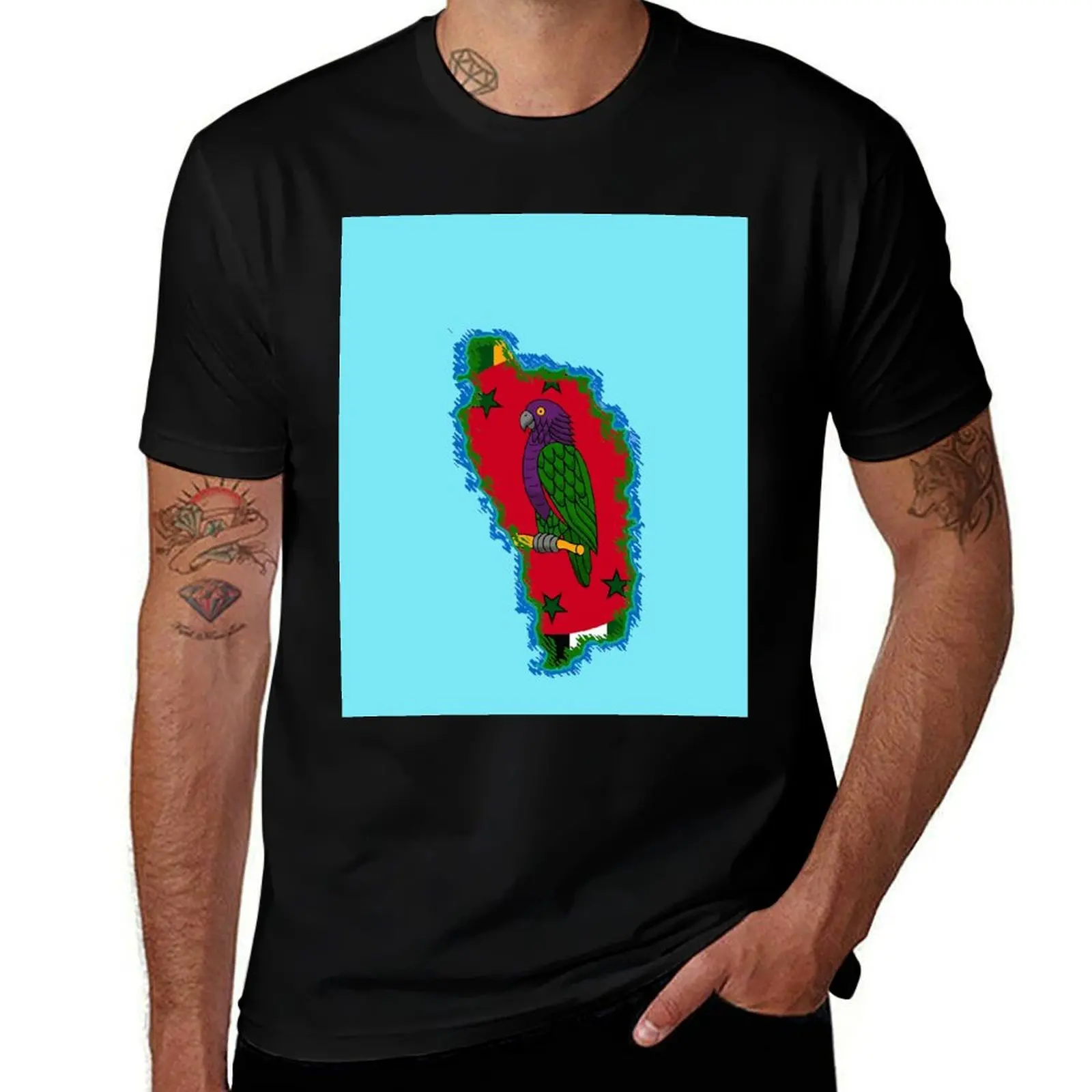 Dominica Map with Dominican Flag T-Shirt Lightweight Running T-Shirt