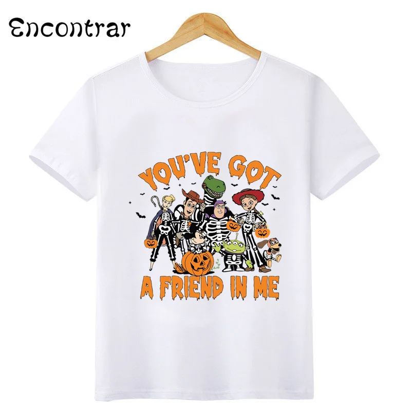 Kids T-shirt Toy Story Buzz Lightyear Woody Halloween Pumpkin Print Girls Clothes Baby Boys T shirt Children Clothing,HKP5902