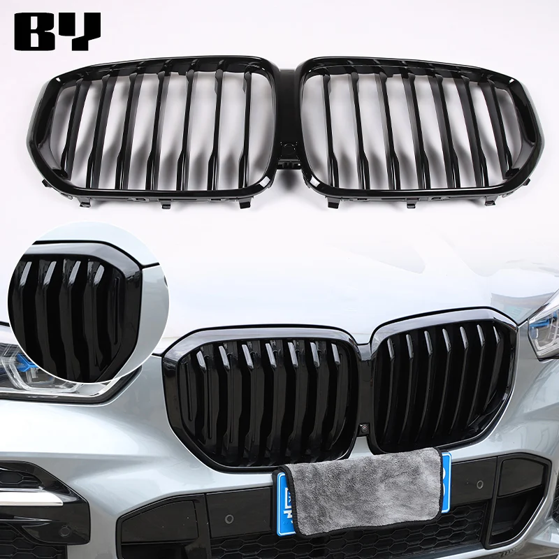 

For BMW X5 G05 2019-2022 ABS Piano Black Car Front Center Grille Replacement Parts Exterior Modification Accessories