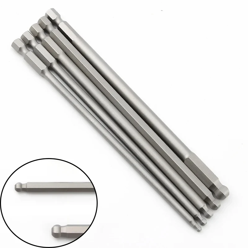 150mm Length Ball Head Screwdriver Drill Bit Sets S2 Steel Screw Driver Bits Hex Magnetic 1/4\