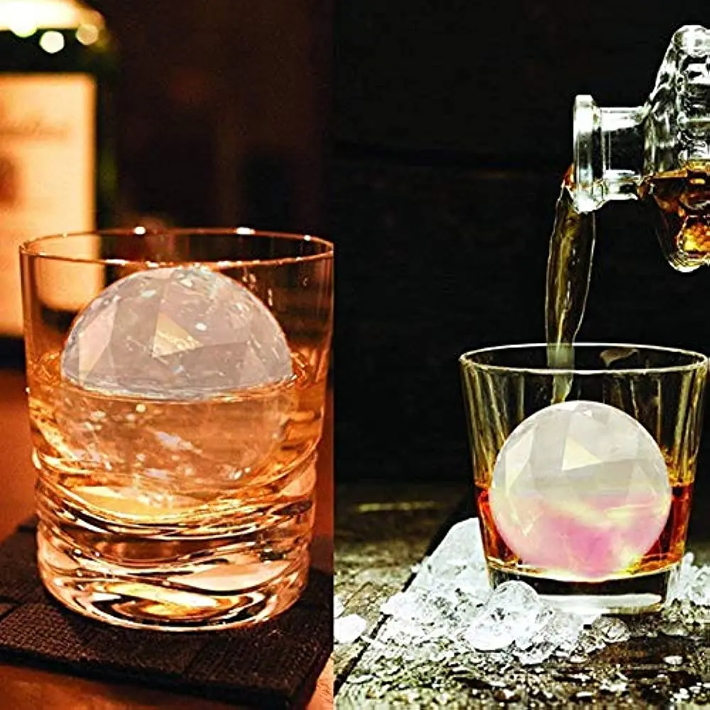 2 Pack Ice Cube Tray Diamond Ball Shape Ice Trays Food-grade Silicone Ice Cube Tray Round Ice Cube Mold For Whisky Cocktails