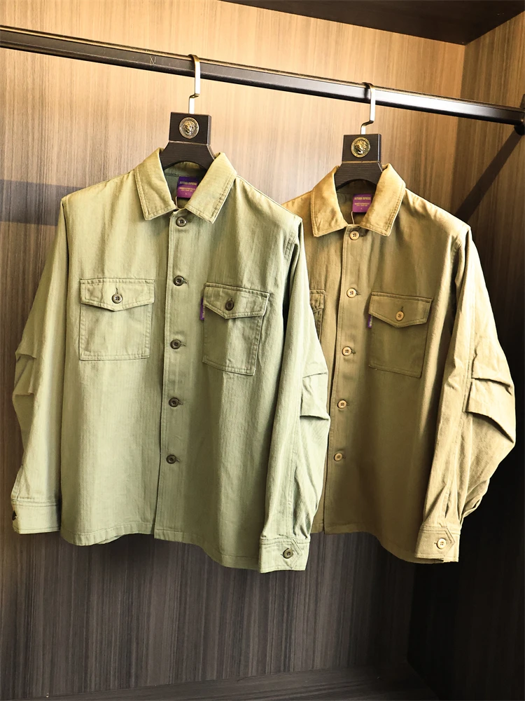 

Итальянская винтажная мужская осенняя рабочая одежда из чистого хлопка в мелкую клетку с отложным воротником, длинная светящаяся модная городская одежда на пуговицах