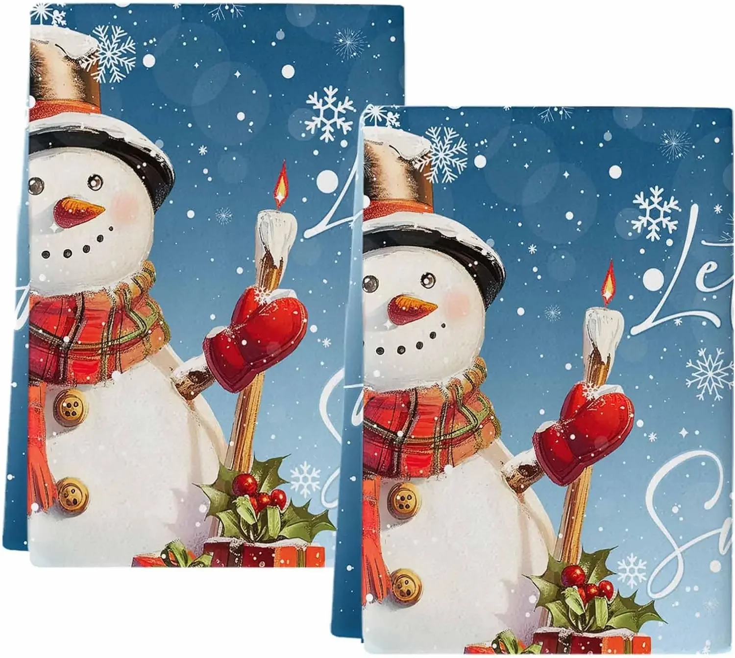 Christmas Snowman Blue Winter Snowflake Kitchen Dish Towels Cleaning Supplies Quick Drying Kitchen Dish Towel Xmas Decorations
