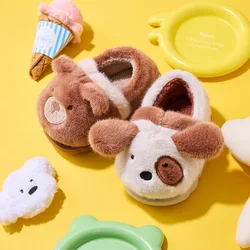 Children's Home Cotton Slippers Rabbit Non-slip Indoor Warm In Winter Fluffy Slippers Kids Girls Boys Shoes Slippers Bear Style