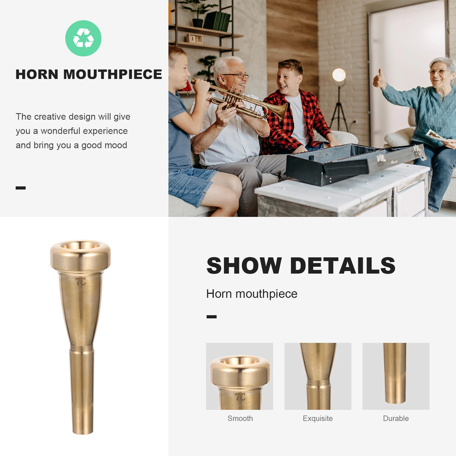 

Small Trumpet Mouth Horn Part Advanced Silver Plating Practice Musical Instrument Accessories