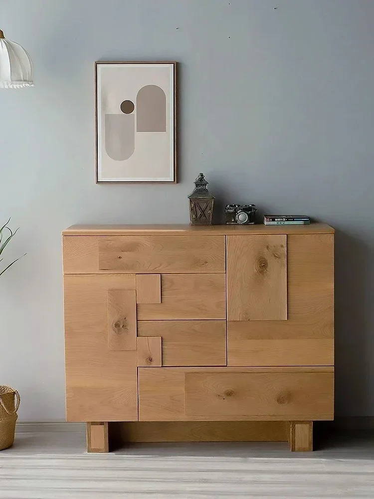 Nordic modern simple solid wood dining side locker designer creative wall cabinet