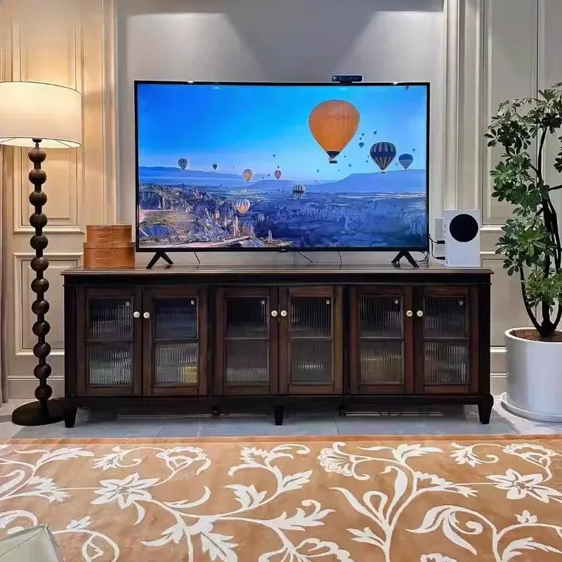 Retro solid wood TV cabinet, simple living room floor cabinet, advanced storage cabinet, audio-visual cabinet