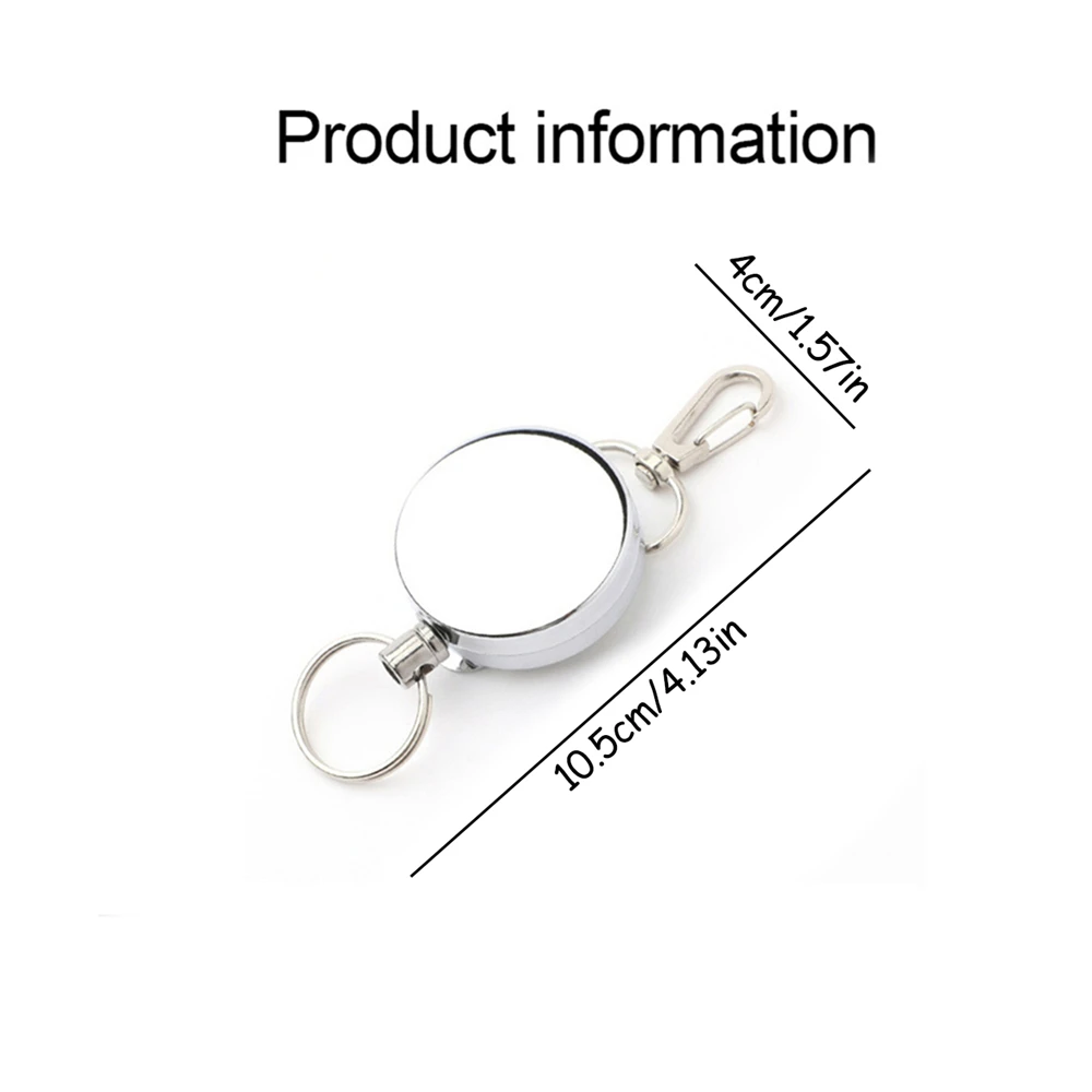 1PC Metal Retractable Pull Badge Reel Lanyard Name Tag Card Badge Holder Reels Recoil Chain Clips Anti Lost Key Ring