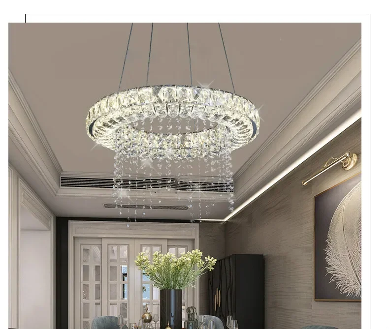 Lampadari a LED dimmerabili Illuminazione moderna in cristallo intelligente per sala da pranzo Cucina Soggiorno Lampadario