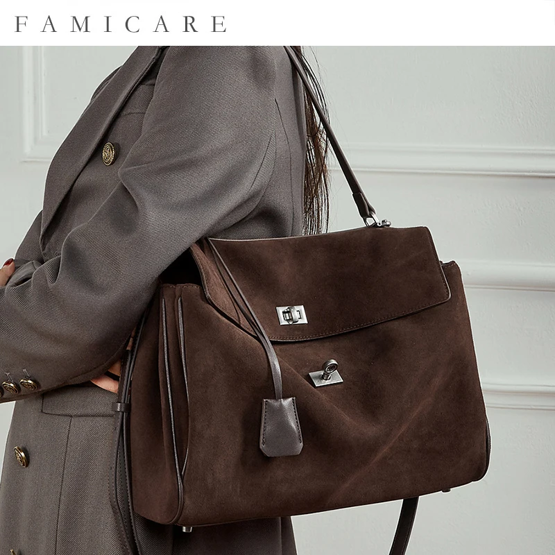 

Рюкзак-трансформер из зернистой кожи, сумка-тоут из замши, просторная ручная сумка под мышками, женская модная сумка через плечо премиум-класса