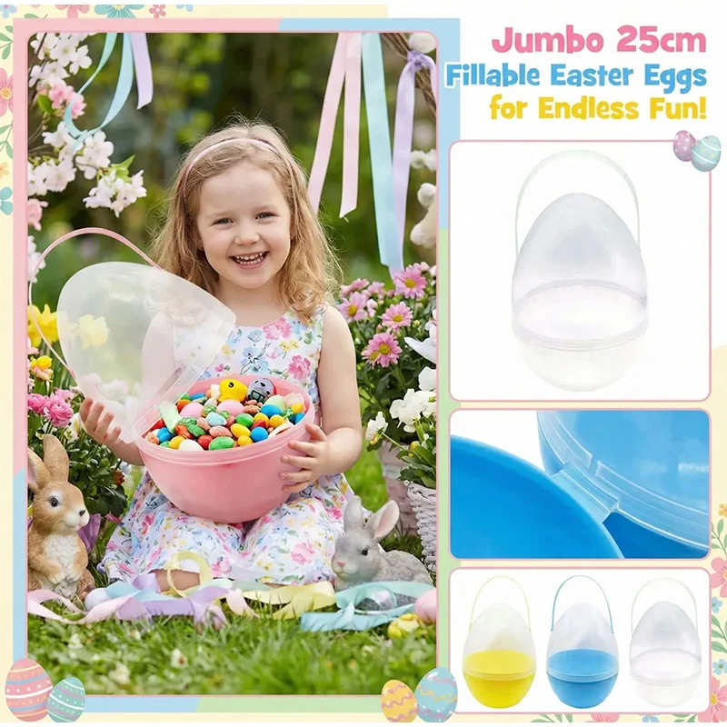 Large Capacity Easter Egg Container Spring Holiday Party Decor Candy Box Family Festival Cute Reusable Portable Egg Box Gift
