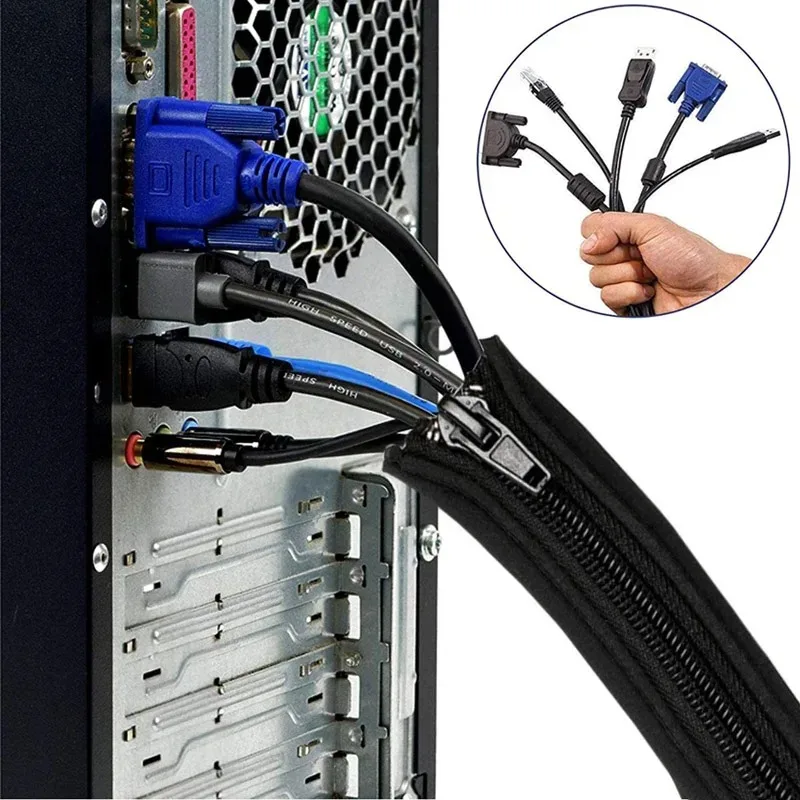 16pcs Cable Organizer Storage Cable Management Sleeve Zipper Wire Organizer For TV Computer Cable Cover Zipper Cable Sleeve