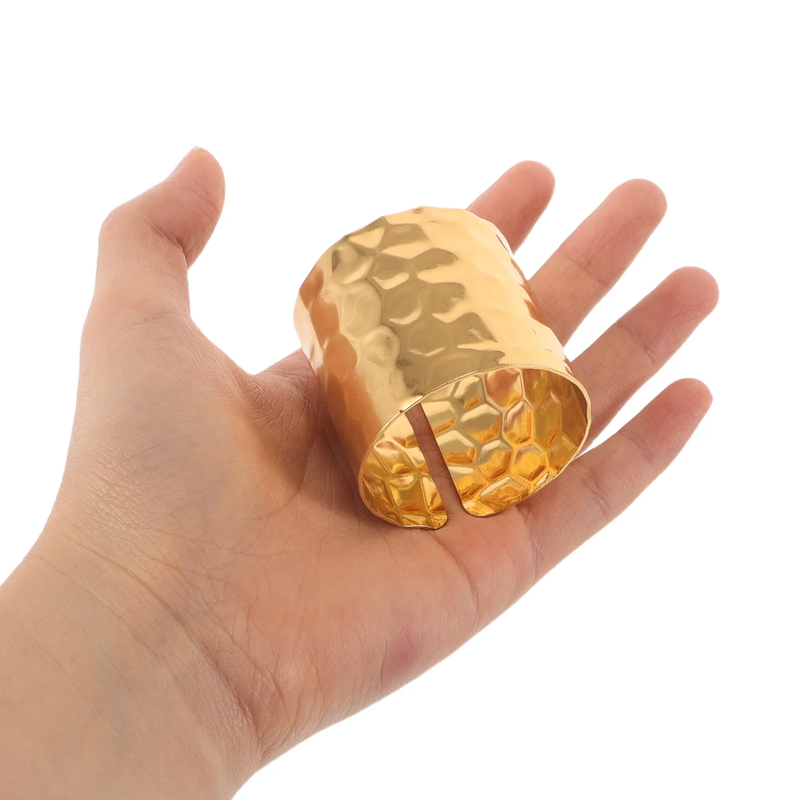 12Pcs Metal Napkin Rings Gold Finish Unique Irregular Texture for Cloth Paper Napkins Dining Table Serviette Holder Modern Decor