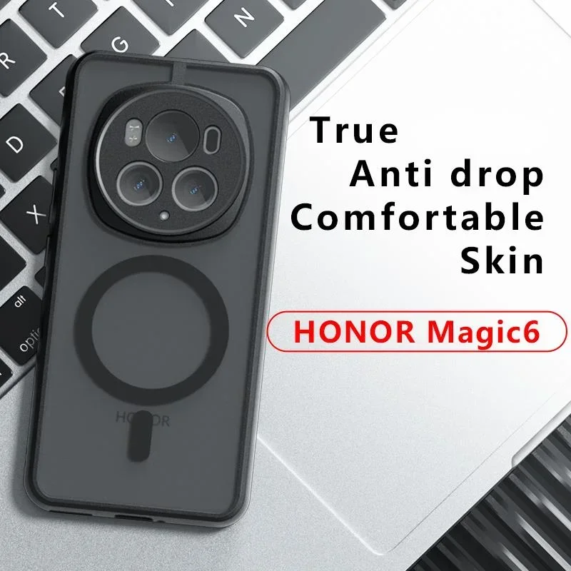 for Magsafe Shockproof Acrylic Phone Case for Honor Magic 6 Pro Hard Bumper Matte Cover Magnetic Shell for Magic 7 Pro
