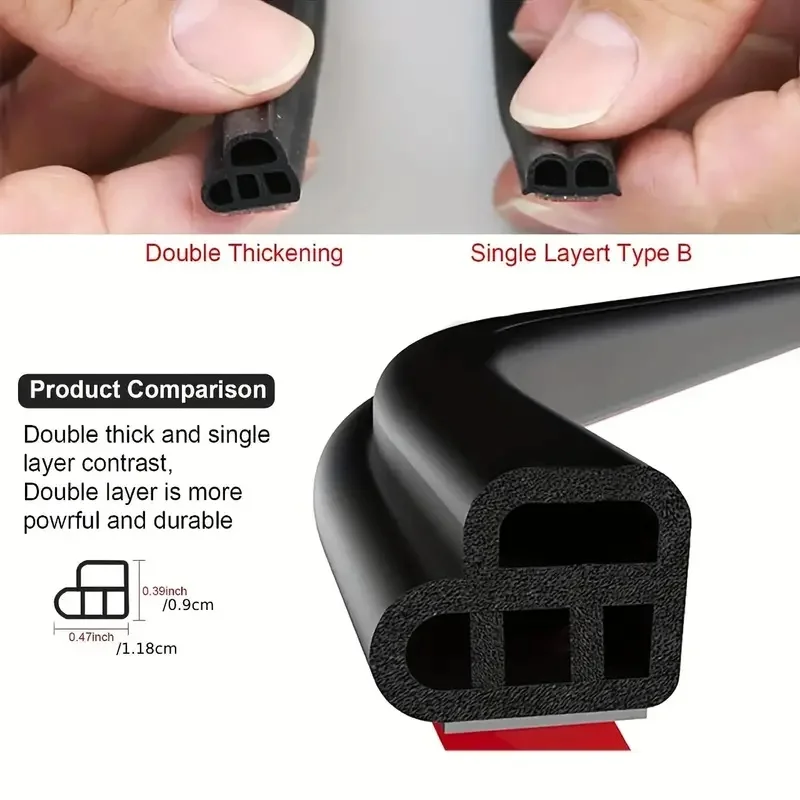 Uszczelka do drzwi samochodowych Gumowa dwuwarstwowa uszczelka Dźwiękoszczelne wodoodporne listwy progowe do bagażnika maski drzwi samochodu