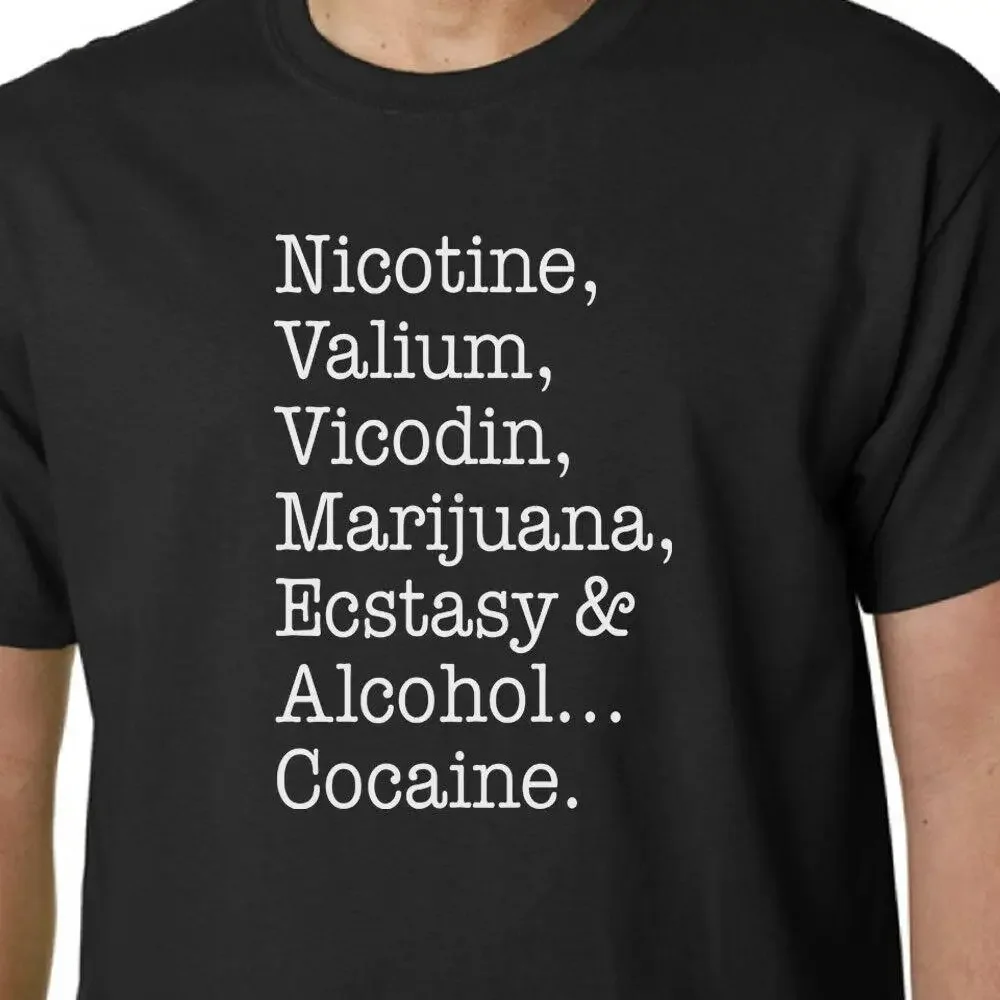 Nicotine Valium Vicodin etc t-shirt QOTSA QUEENS STONE AGE FEEL GOOD SLOGAN