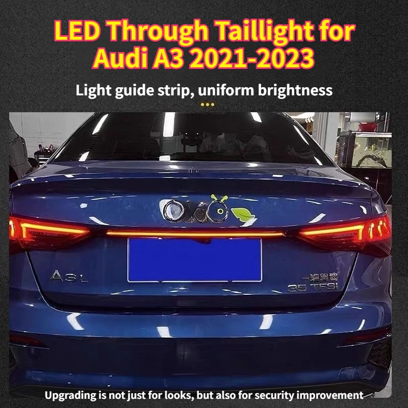 

Для Audi A3 2021-2023: Модифицированные сквозные задние фонари с последовательным включением, динамические указатели поворота, аксессуары для тюнинга