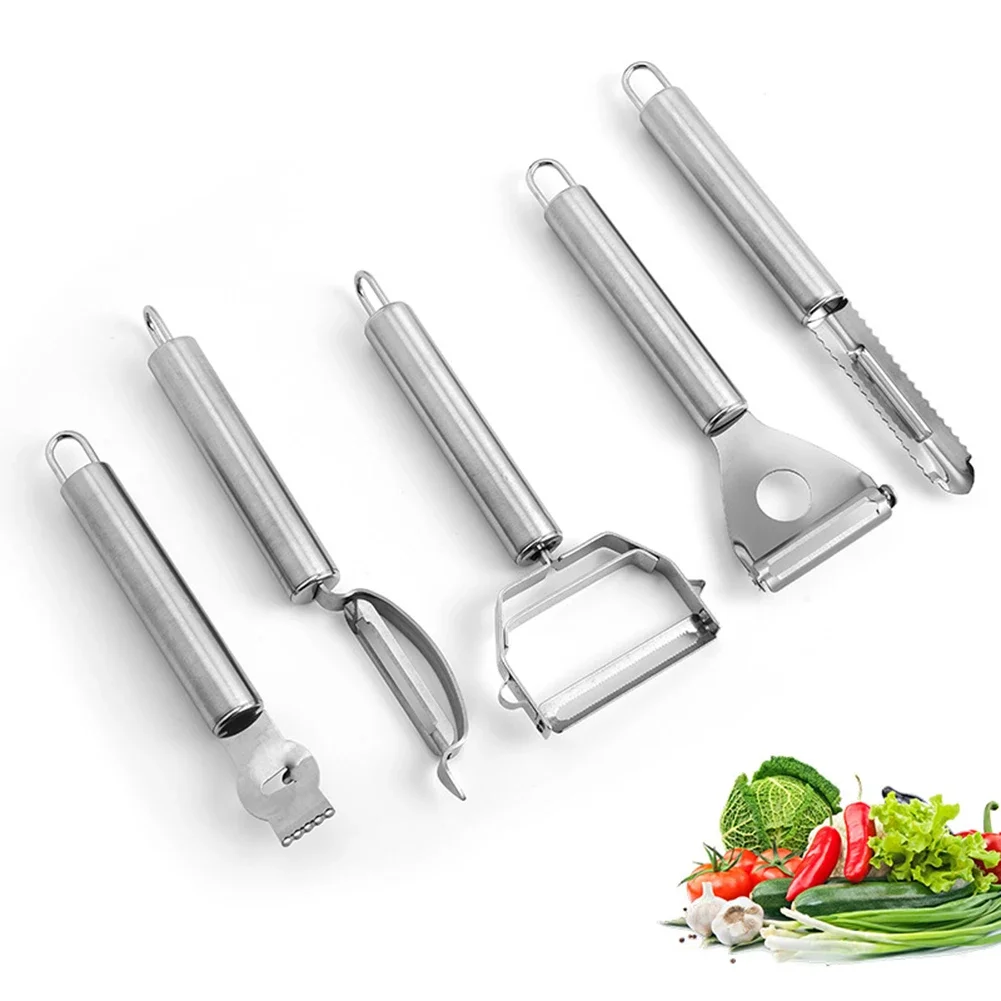 Lemon/Bow/Triangle Planer Stainless Steel Fruit 5-piece Set Peeled Melon Planer For Frying Steak Eggs Tofu Kitchen Gadget