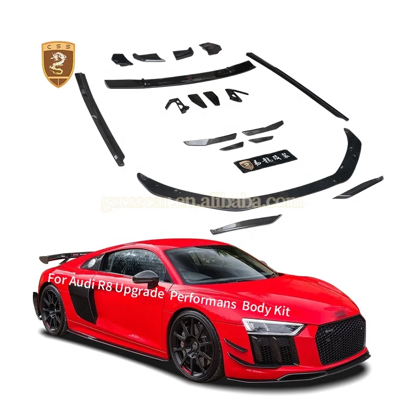 

Performance Style Carbon Fiber Body Kit for 2016-2020 R8 Upgraded Front Lip Splitter Wrap Angle Rear Bumper Canards Bodykit