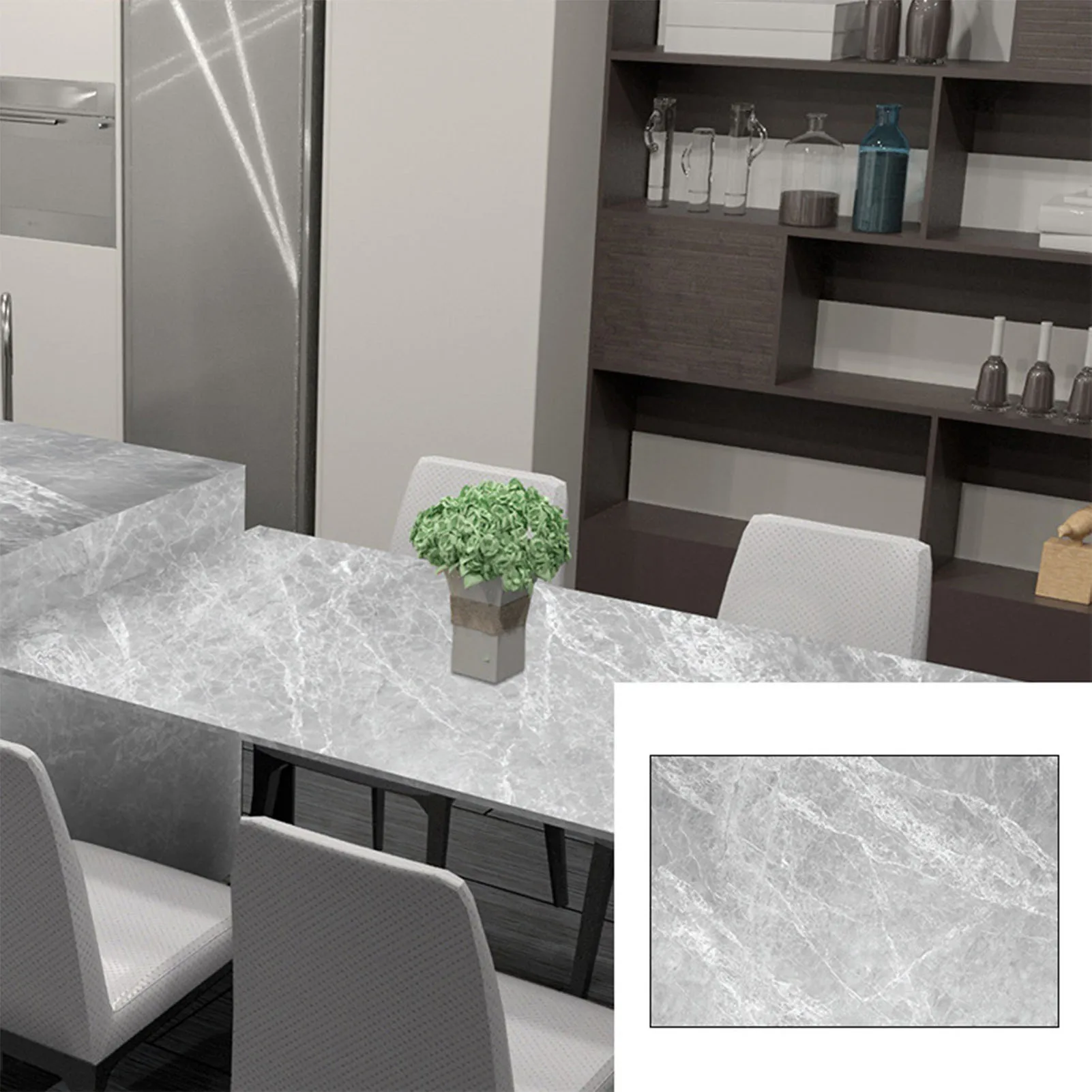 

1PC 40*100cm PVC Flat Imitation Marble Tile Floor Stickers Self-adhesive 3D Wall Stickers Waterproof Bathroom Kitchen Decals