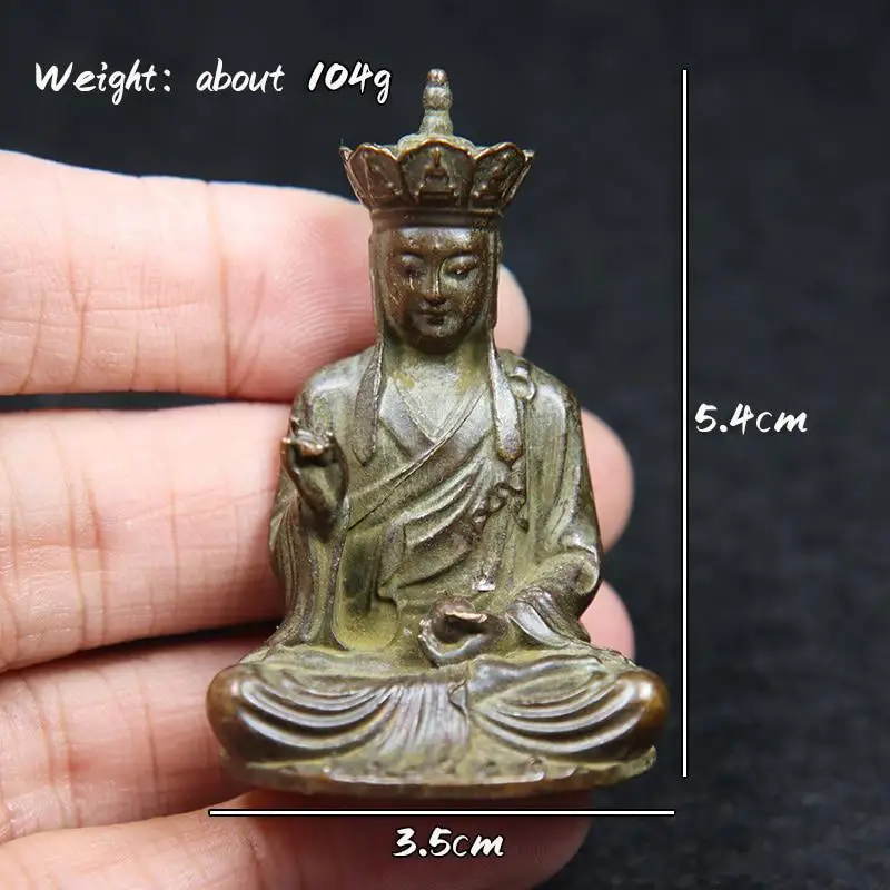 Antique Copper Ksitigarbha Buddha Statue Small Desktop Worship Ornament Vintage Lucky Home Decor Craft Belief Collection