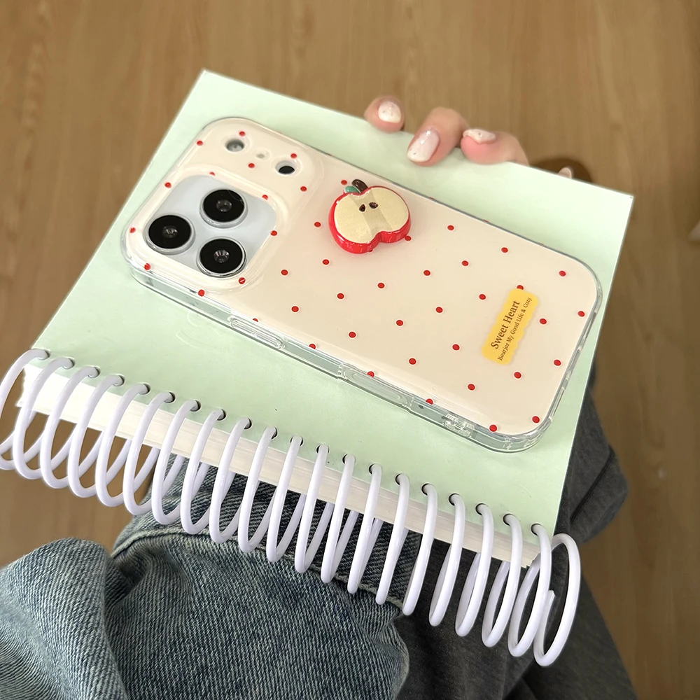 لطيف ثلاثية الأبعاد شرائح أبل الأحمر منقطة جراب هاتف آيفون 13 14 16 15 17 17pro 17Pro ماكس للصدمات واقية لينة غطاء #4